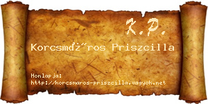 Korcsmáros Priszcilla névjegykártya